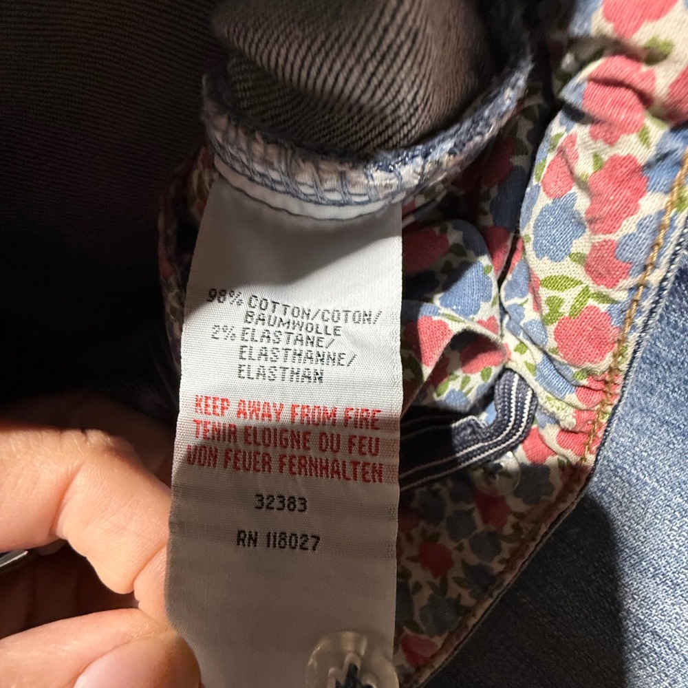 Mini Boden Girls Blue Floral Trim Bootcut Jeans Size 11Y Medium Wash Adjustable - Picture 5 of 5